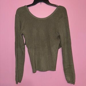 Pink Rose Olive Green Knit Top